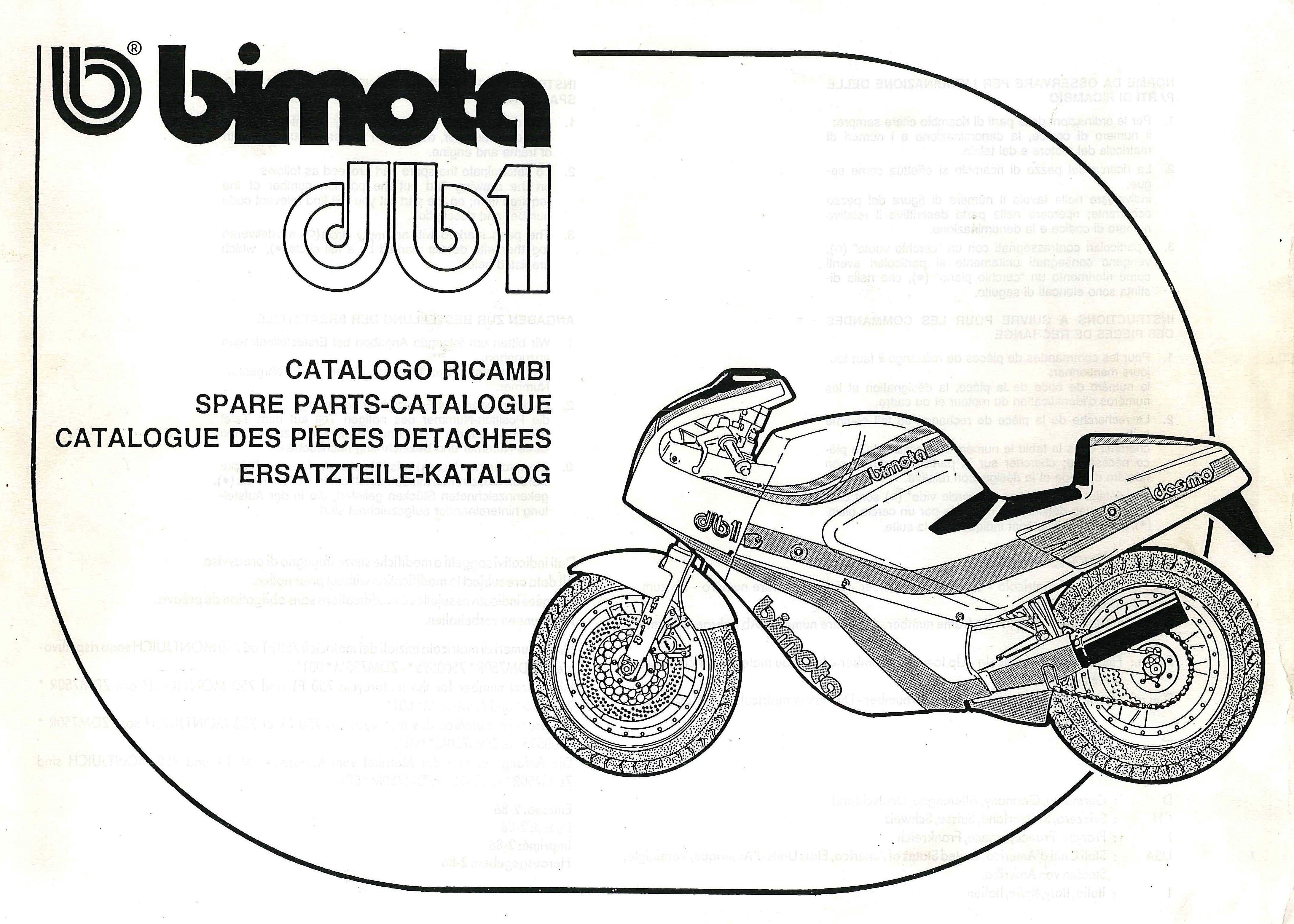 MANUALE RICAMBI BIMOTA DB1 750