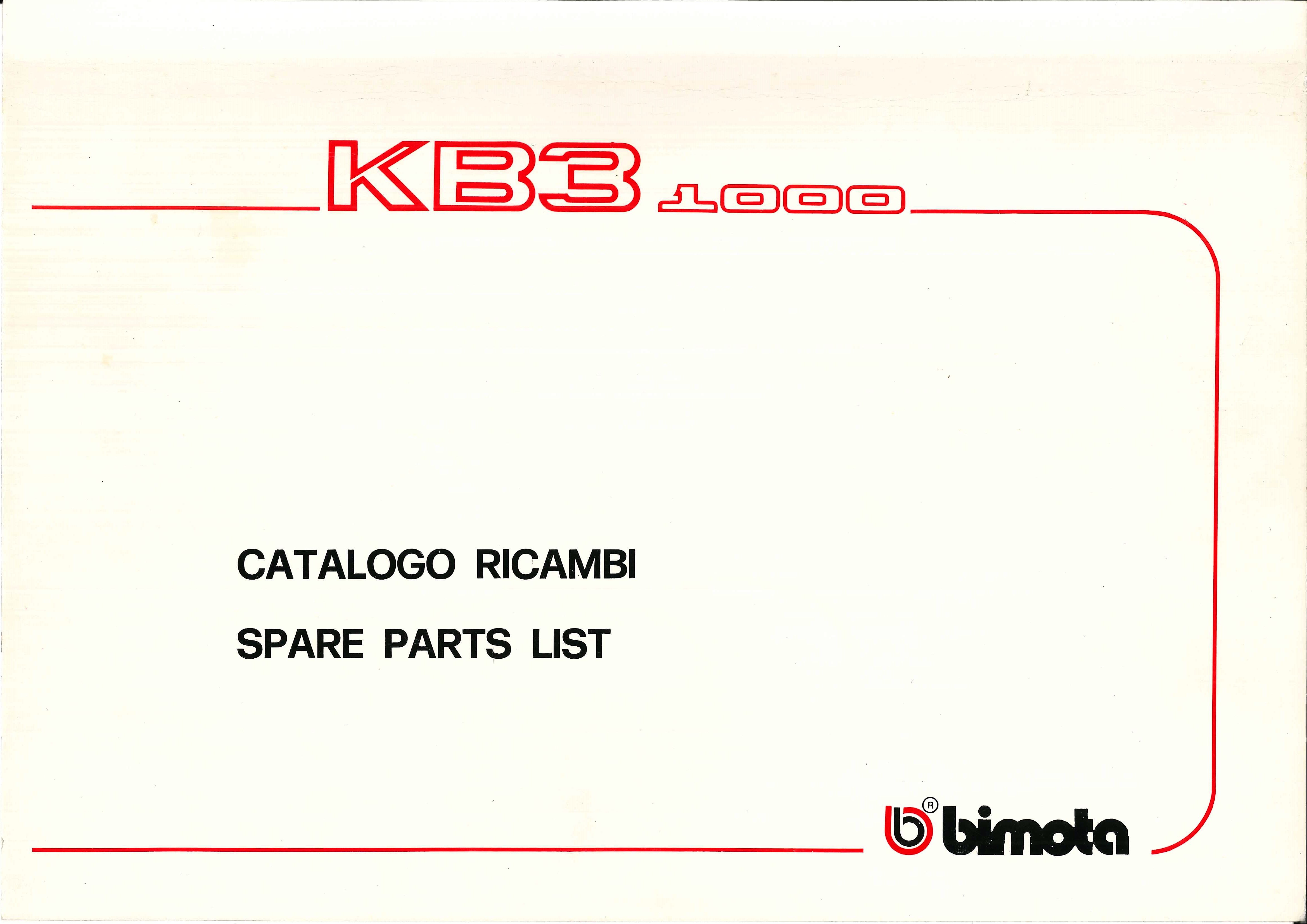 MANUALE RICAMBI BIMOTA KB3 1000
